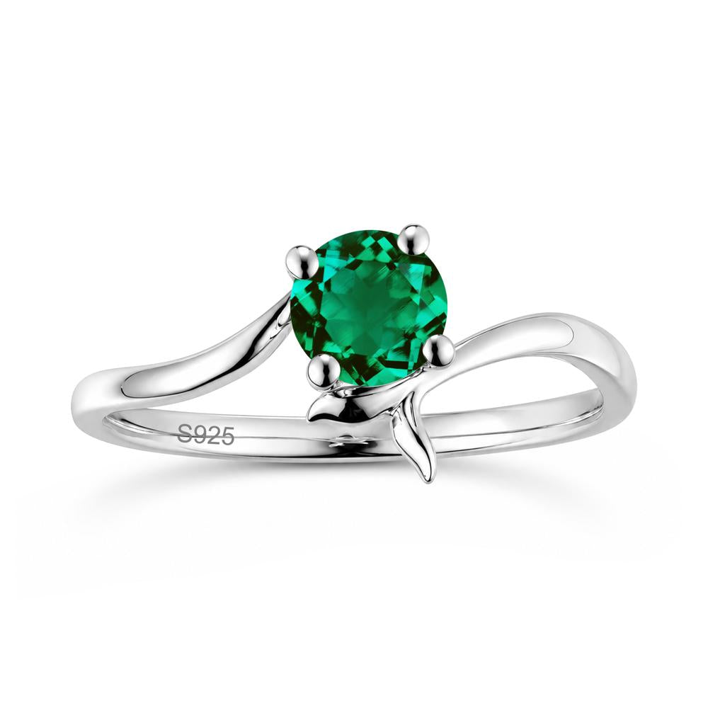 Round Shaped Emerald Whale Tail Bypass Ring - LUO Jewelry #gemstone_Emerald