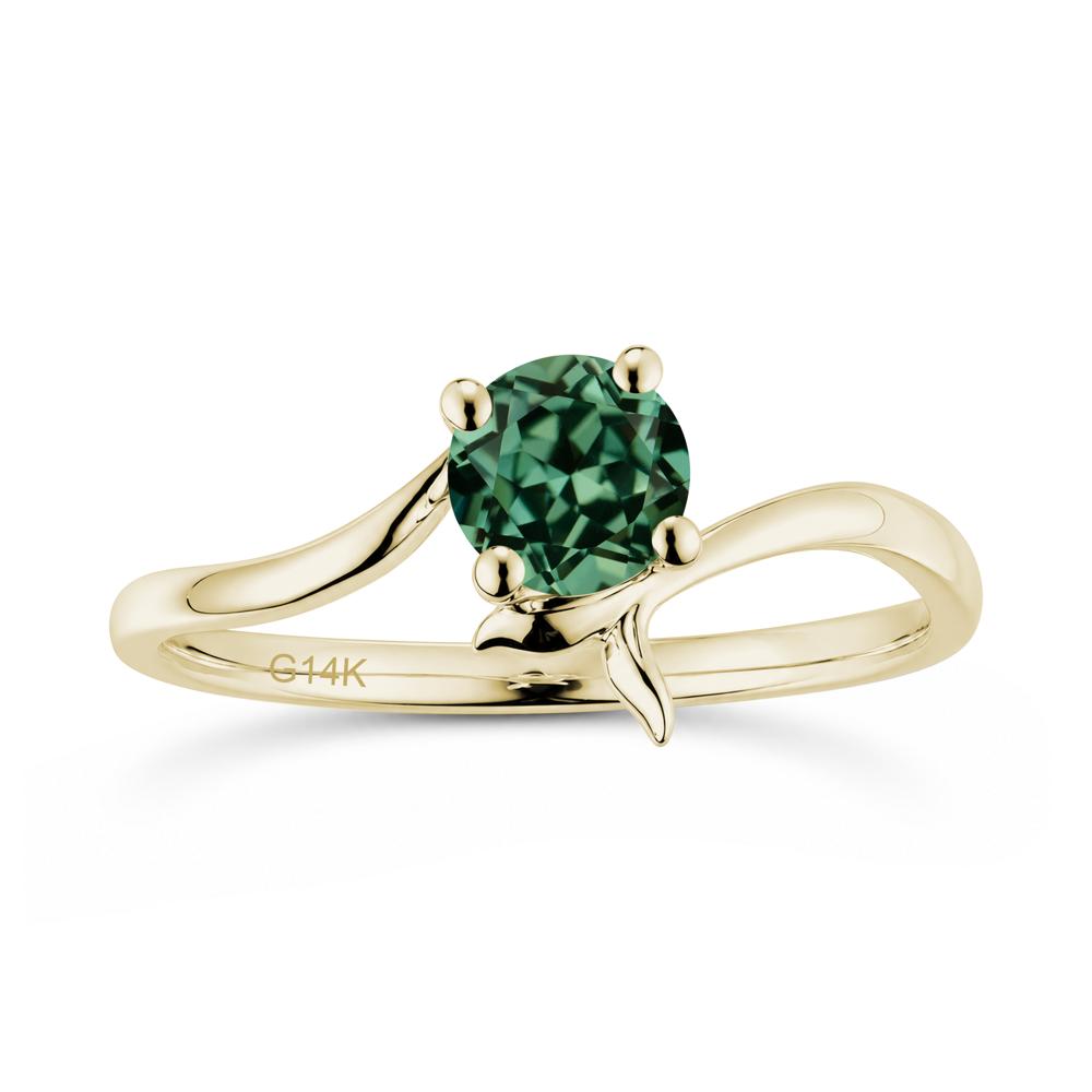 Round Shaped Emerald Whale Tail Bypass Ring - LUO Jewelry #gemstone_Green Sapphire