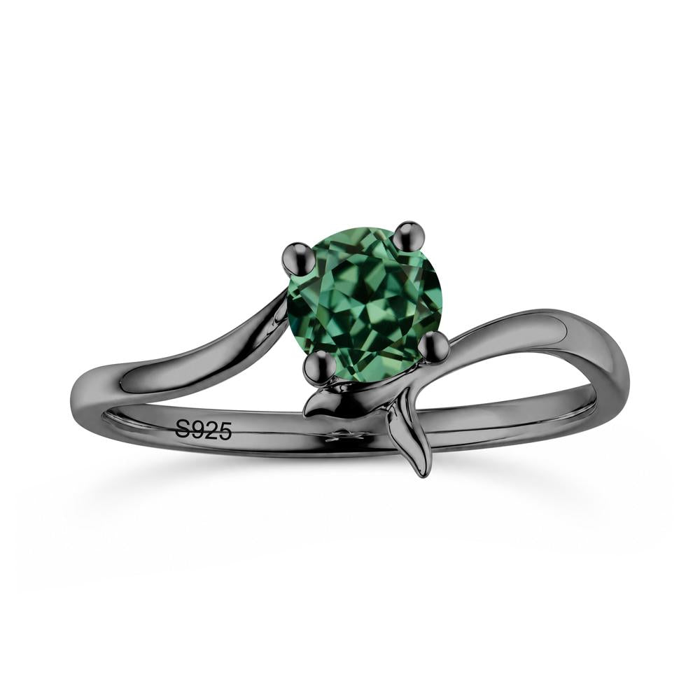 Round Shaped Emerald Whale Tail Bypass Ring - LUO Jewelry #gemstone_Green Sapphire