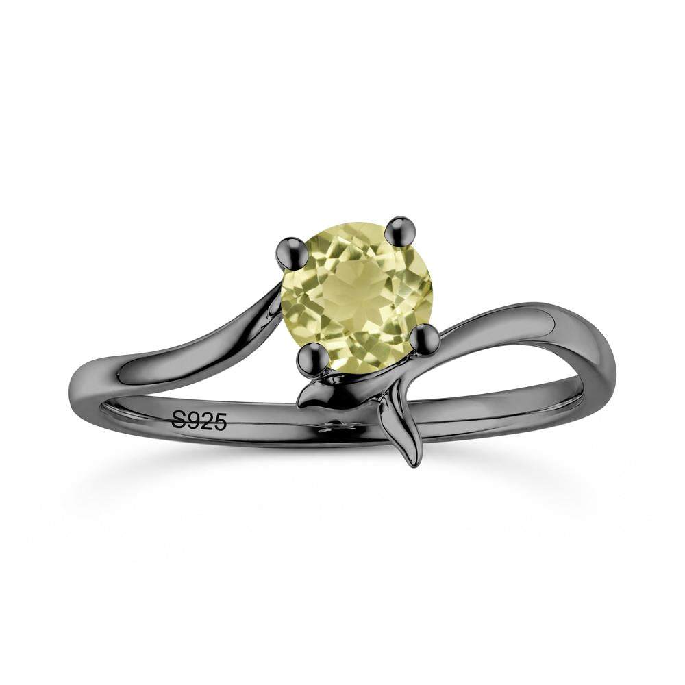 Round Shaped Emerald Whale Tail Bypass Ring - LUO Jewelry #gemstone_Lemon Quartz