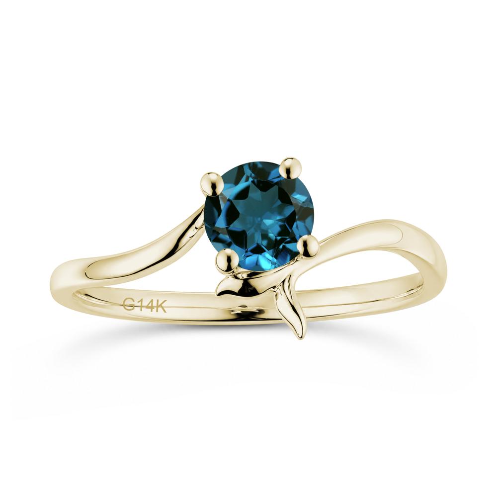 Round Shaped Emerald Whale Tail Bypass Ring - LUO Jewelry #gemstone_London Blue Topaz