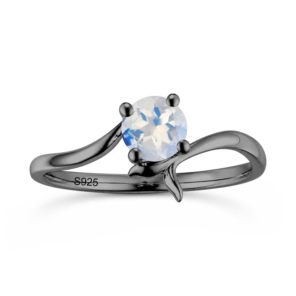 Round Shaped Emerald Whale Tail Bypass Ring - LUO Jewelry #gemstone_Moonstone