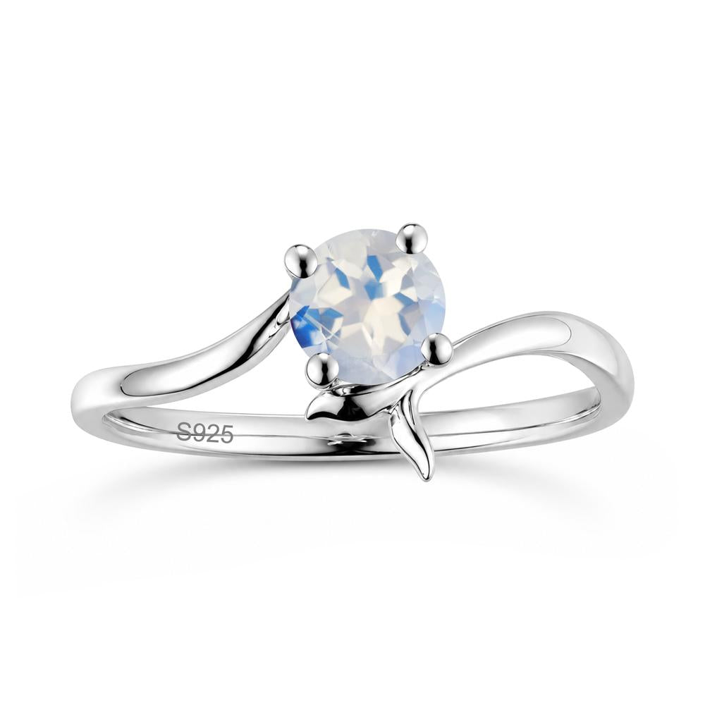 Round Shaped Emerald Whale Tail Bypass Ring - LUO Jewelry #gemstone_Moonstone