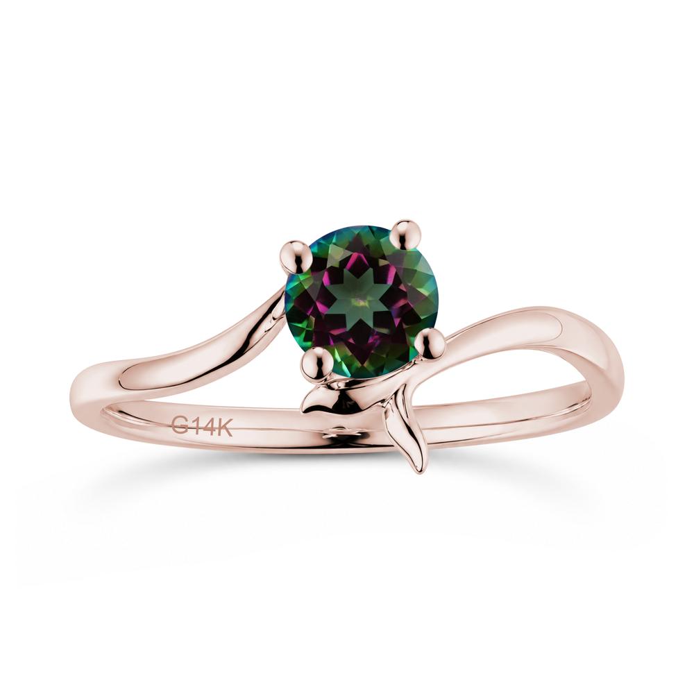 Round Shaped Emerald Whale Tail Bypass Ring - LUO Jewelry #gemstone_Mystic Topaz
