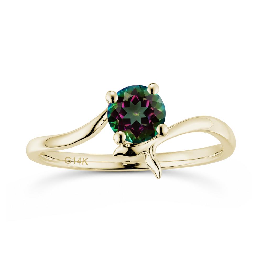 Round Shaped Emerald Whale Tail Bypass Ring - LUO Jewelry #gemstone_Mystic Topaz
