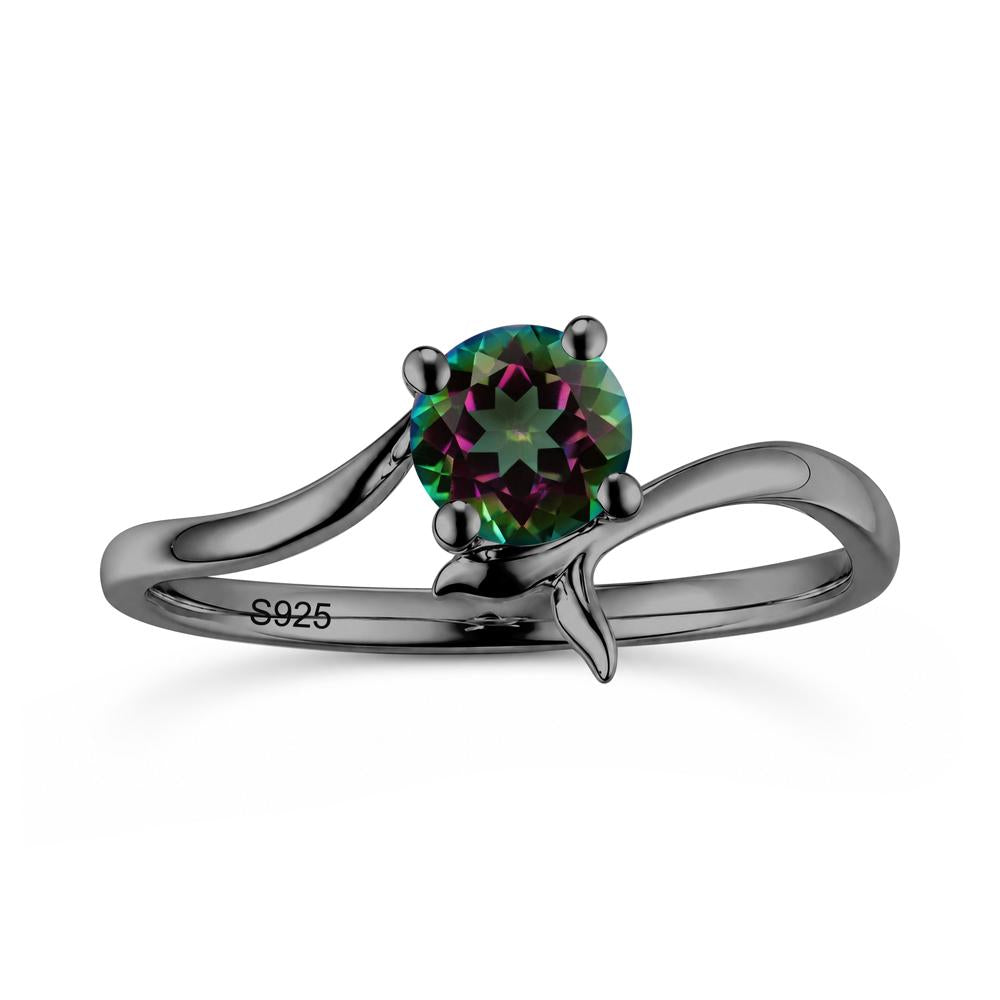 Round Shaped Emerald Whale Tail Bypass Ring - LUO Jewelry #gemstone_Mystic Topaz