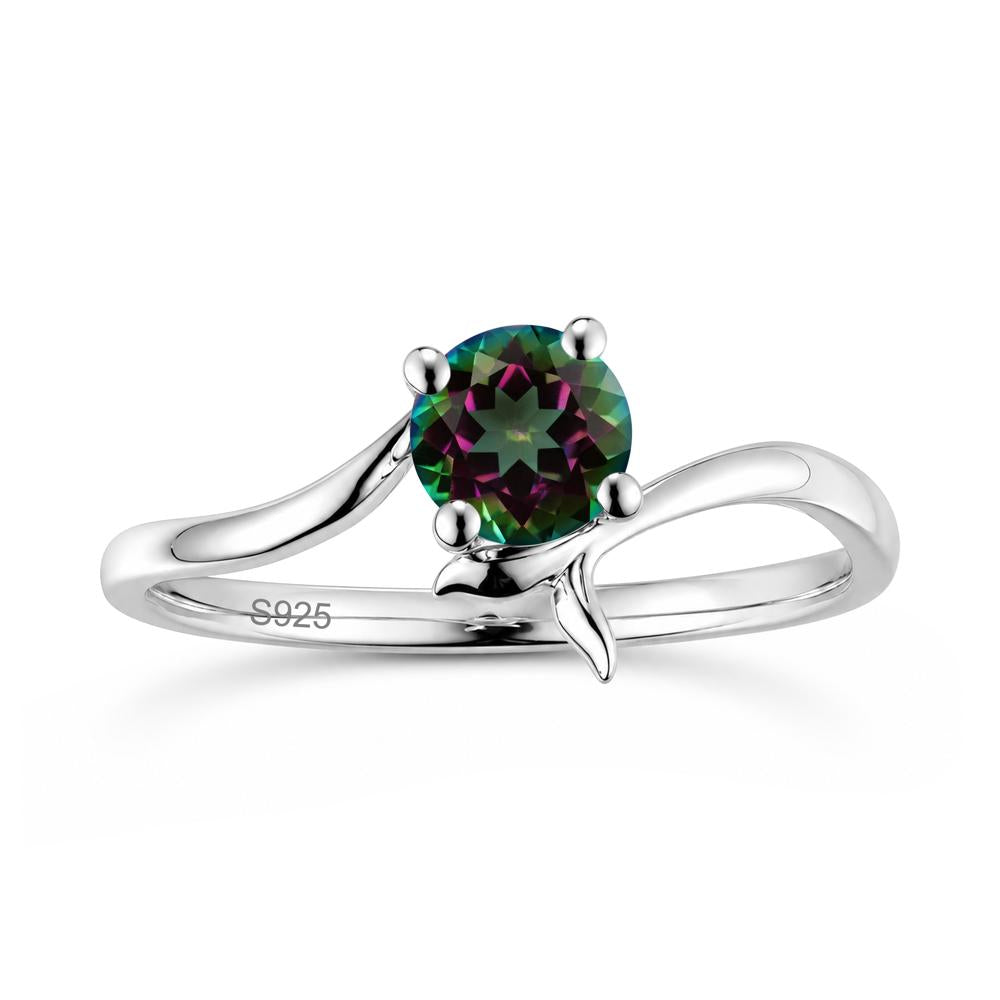Round Shaped Emerald Whale Tail Bypass Ring - LUO Jewelry #gemstone_Mystic Topaz