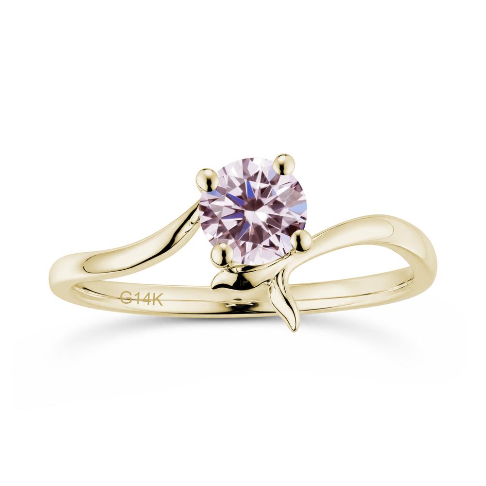 Round Shaped Emerald Whale Tail Bypass Ring - LUO Jewelry #gemstone_Pink Cubic Zirconia