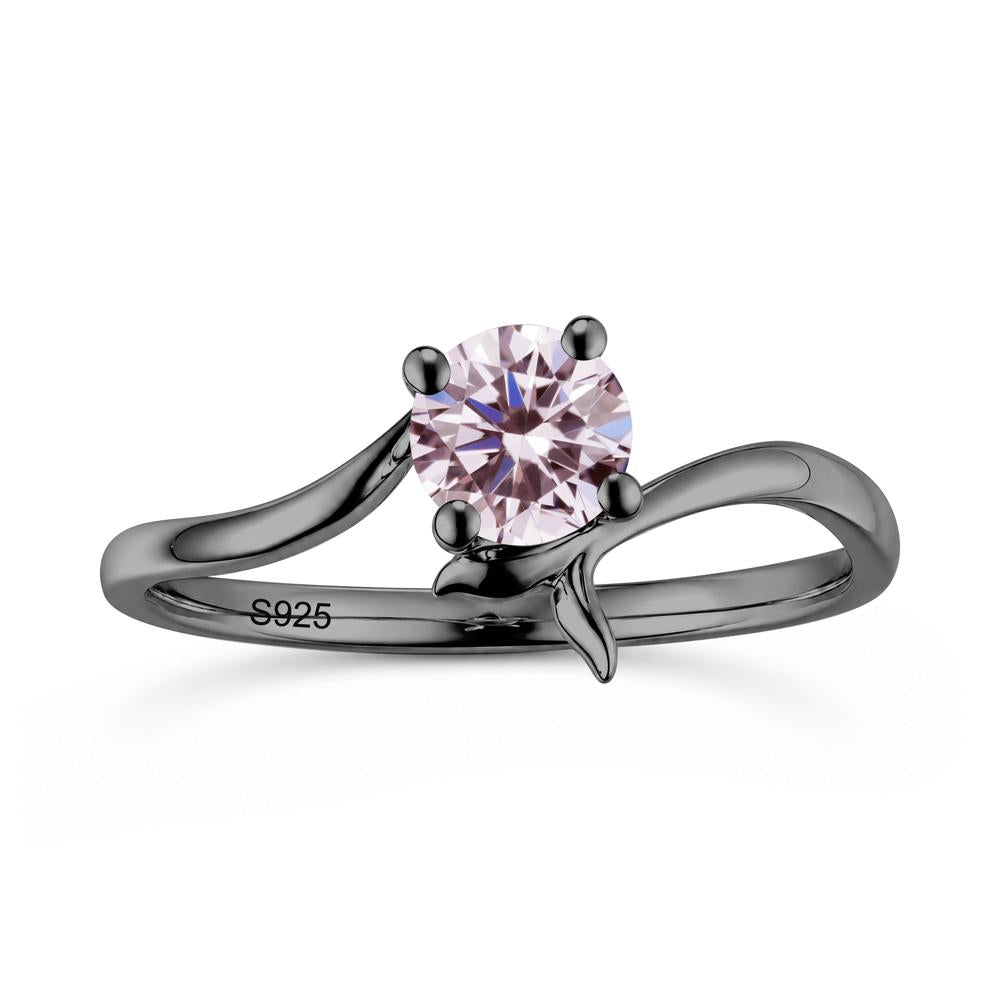 Round Shaped Emerald Whale Tail Bypass Ring - LUO Jewelry #gemstone_Pink Cubic Zirconia