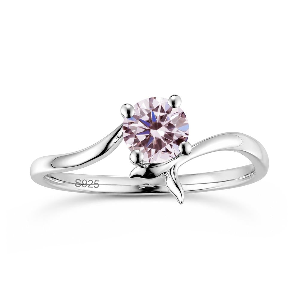 Round Shaped Emerald Whale Tail Bypass Ring - LUO Jewelry #gemstone_Pink Cubic Zirconia