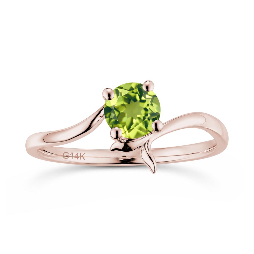 Round Shaped Emerald Whale Tail Bypass Ring - LUO Jewelry #gemstone_Peridot