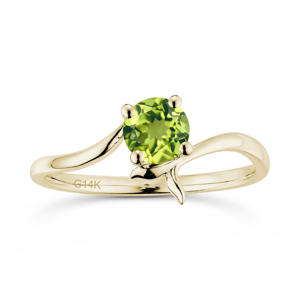 Round Shaped Emerald Whale Tail Bypass Ring - LUO Jewelry #gemstone_Peridot