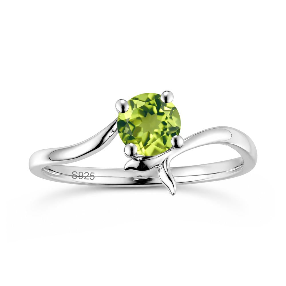 Round Shaped Emerald Whale Tail Bypass Ring - LUO Jewelry #gemstone_Peridot