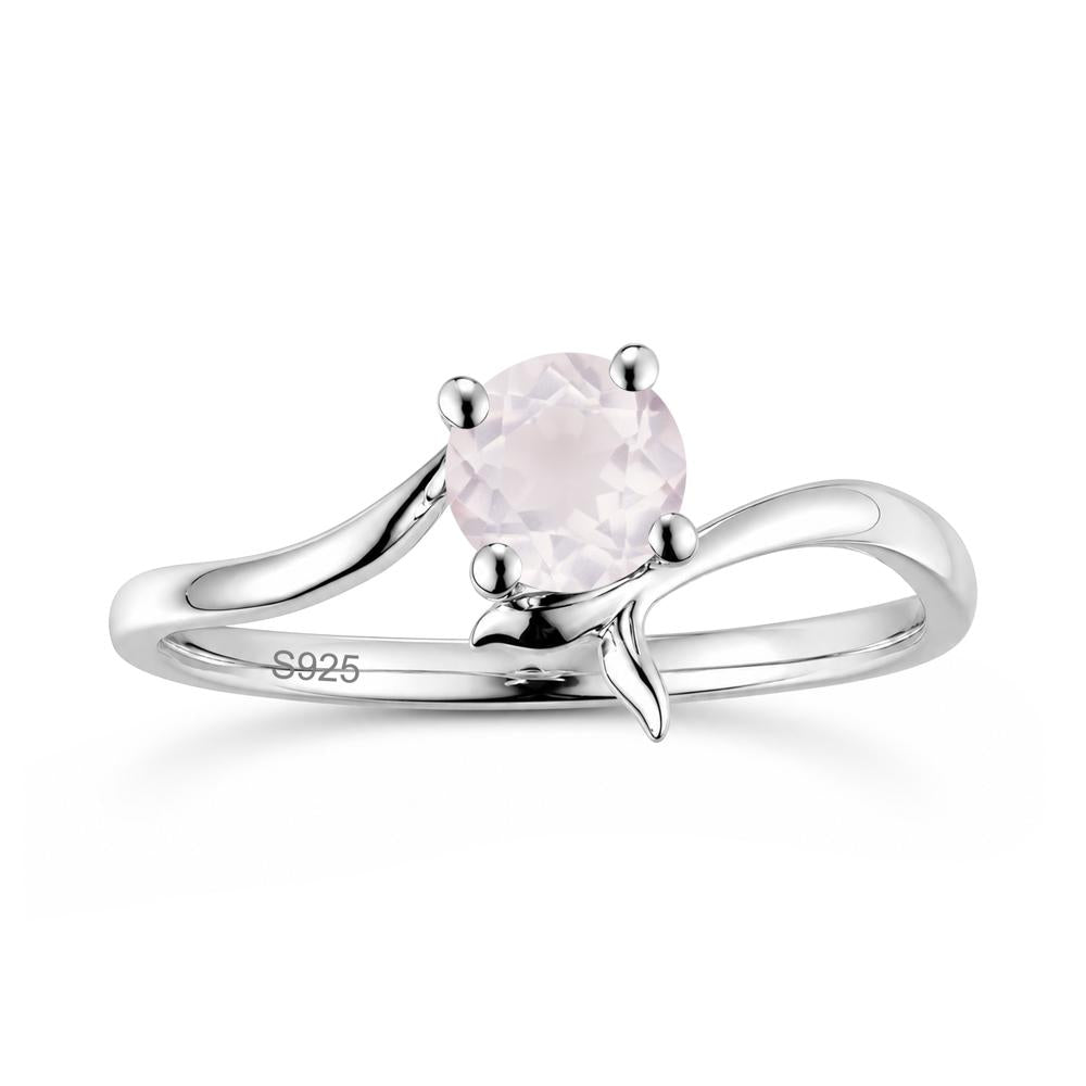 Round Shaped Emerald Whale Tail Bypass Ring - LUO Jewelry #gemstone_Rose Quartz