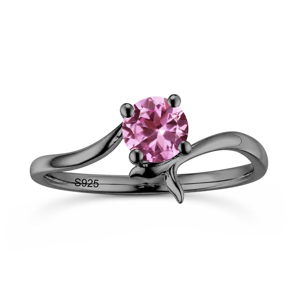 Round Shaped Emerald Whale Tail Bypass Ring - LUO Jewelry #gemstone_Pink Sapphire