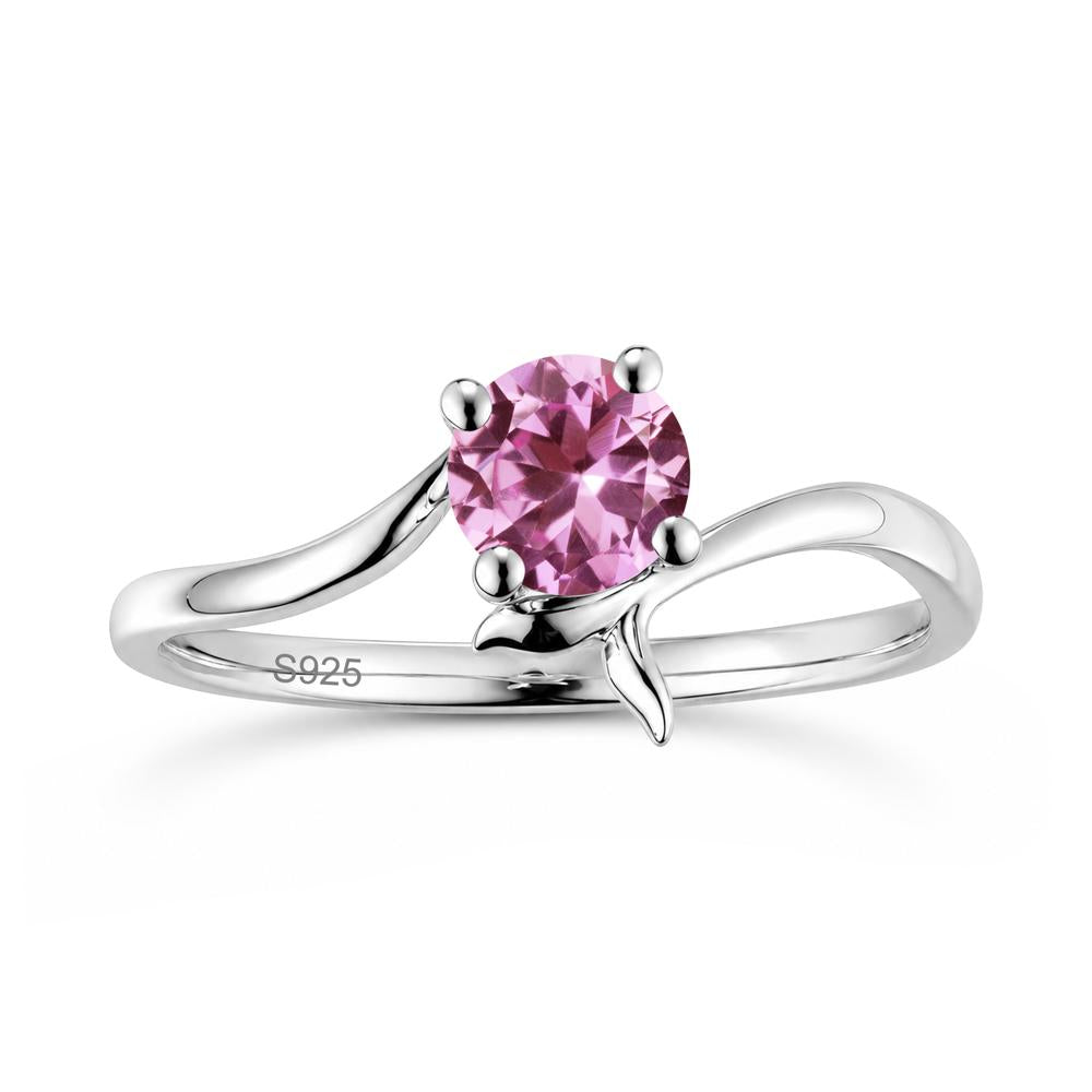 Round Shaped Emerald Whale Tail Bypass Ring - LUO Jewelry #gemstone_Pink Sapphire