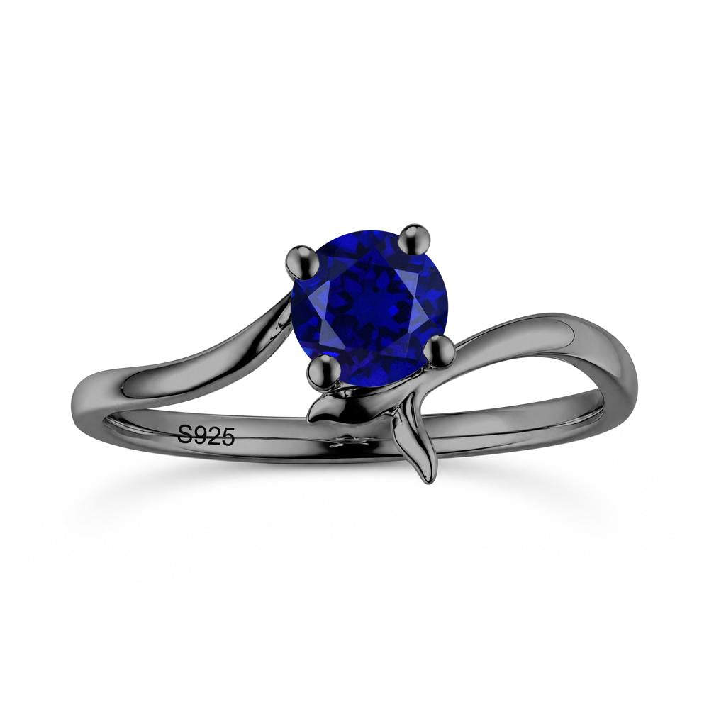 Round Shaped Emerald Whale Tail Bypass Ring - LUO Jewelry #gemstone_Sapphire