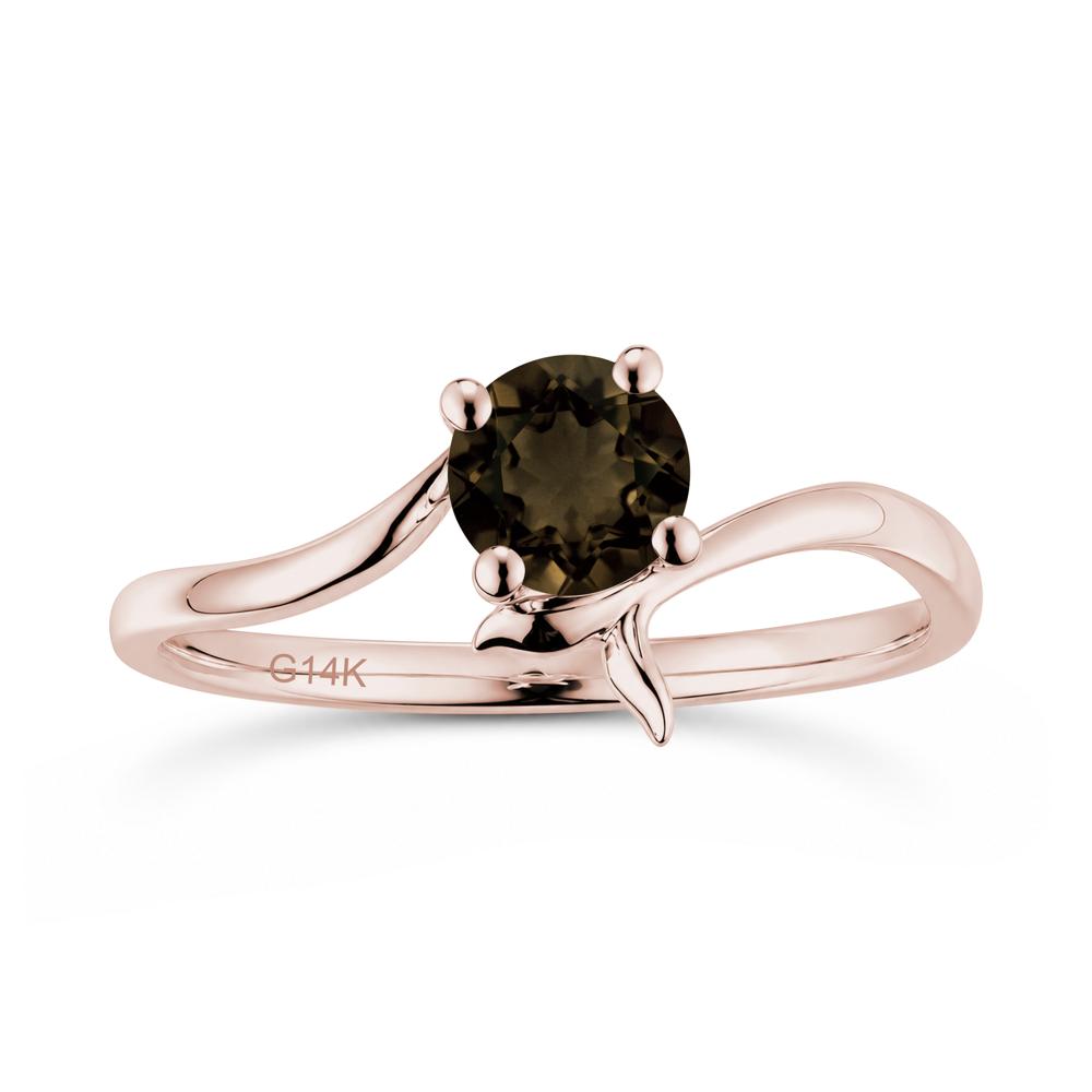 Round Shaped Emerald Whale Tail Bypass Ring - LUO Jewelry #gemstone_Smoky Quartz