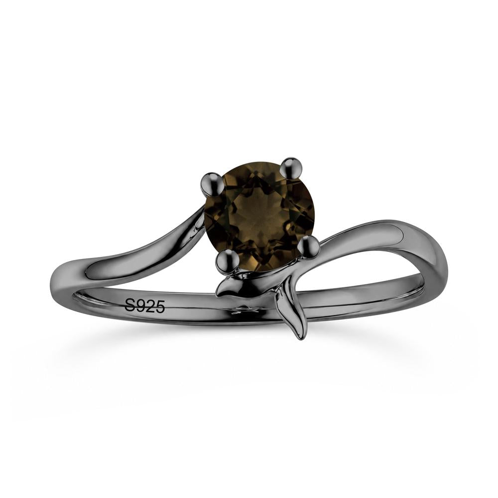 Round Shaped Emerald Whale Tail Bypass Ring - LUO Jewelry #gemstone_Smoky Quartz
