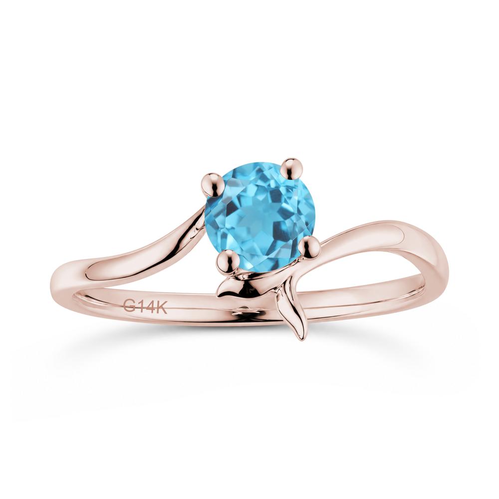 Round Shaped Emerald Whale Tail Bypass Ring - LUO Jewelry #gemstone_Swiss Blue Topaz