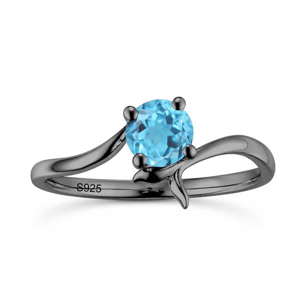 Round Shaped Emerald Whale Tail Bypass Ring - LUO Jewelry #gemstone_Swiss Blue Topaz