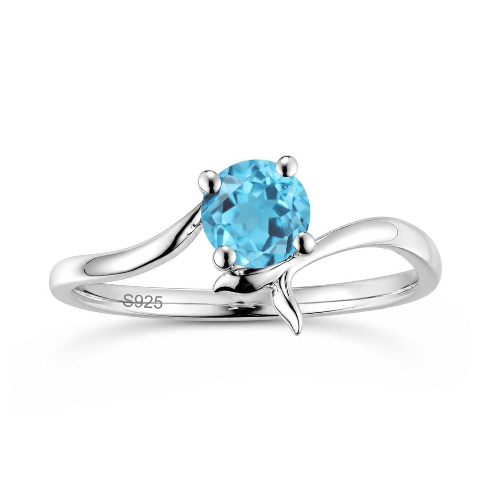 Round Shaped Emerald Whale Tail Bypass Ring - LUO Jewelry #gemstone_Swiss Blue Topaz