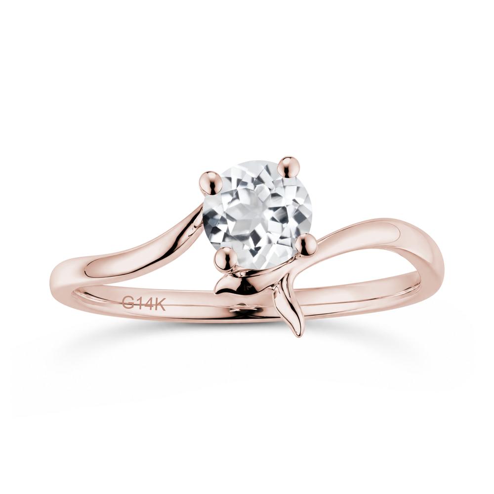 Round Shaped Emerald Whale Tail Bypass Ring - LUO Jewelry #gemstone_White Topaz