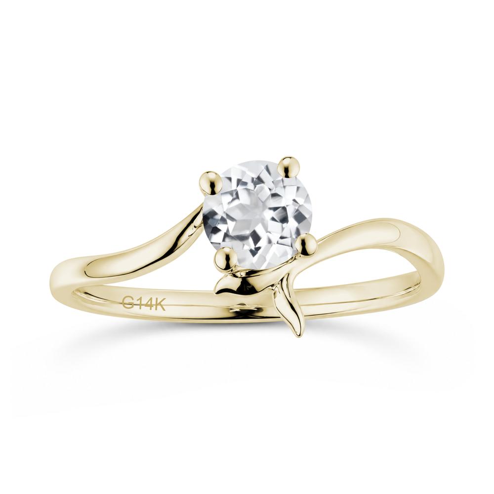 Round Shaped Emerald Whale Tail Bypass Ring - LUO Jewelry #gemstone_White Topaz