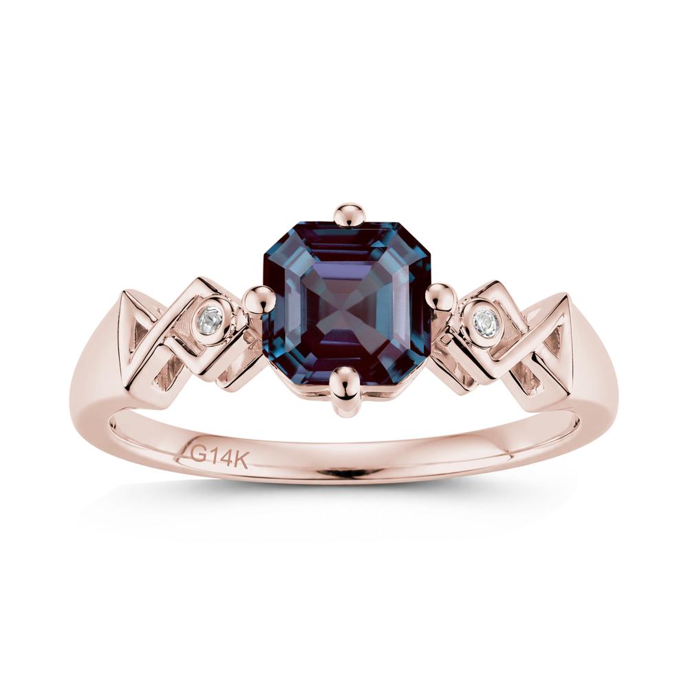 Asscher Cut Sapphire Engraved Fish Ring - LUO Jewelry #gemstone_Alexandrite