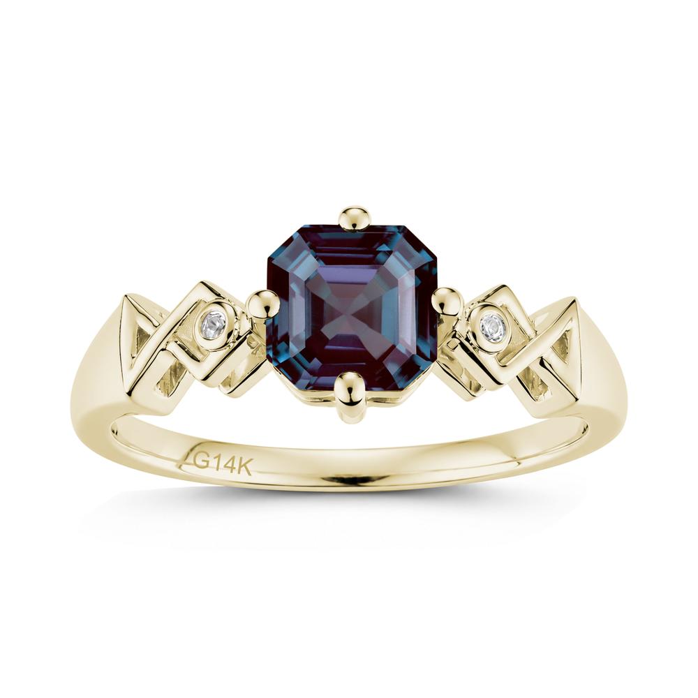 Asscher Cut Sapphire Engraved Fish Ring - LUO Jewelry #gemstone_Alexandrite