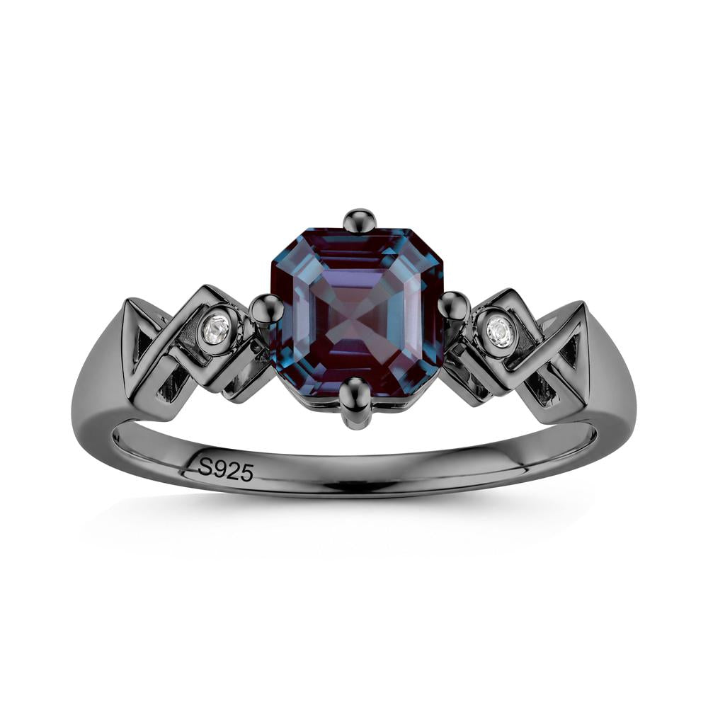 Asscher Cut Sapphire Engraved Fish Ring - LUO Jewelry #gemstone_Alexandrite