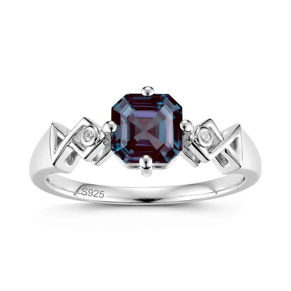 Asscher Cut Sapphire Engraved Fish Ring - LUO Jewelry #gemstone_Alexandrite