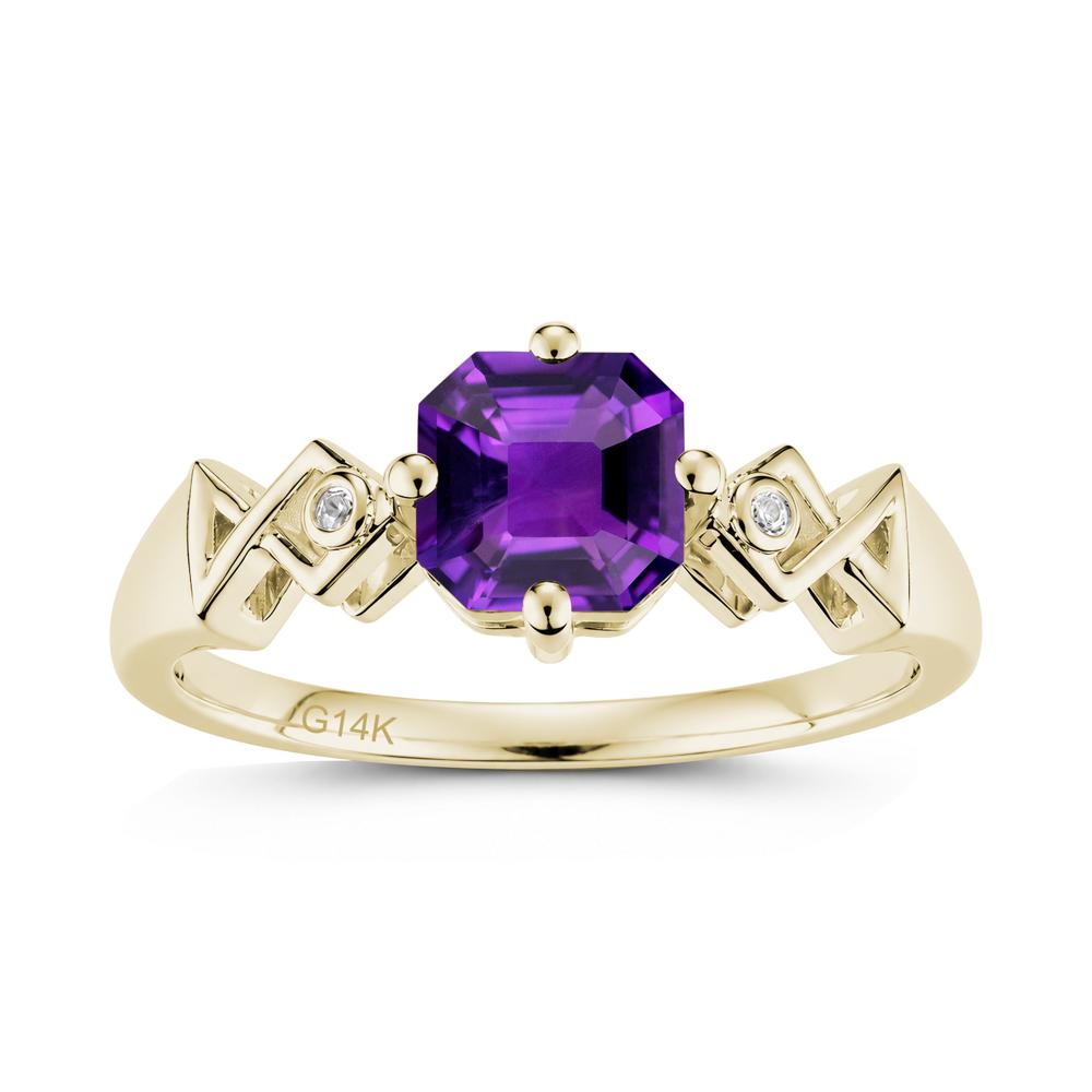 Asscher Cut Sapphire Engraved Fish Ring - LUO Jewelry #gemstone_Amethyst