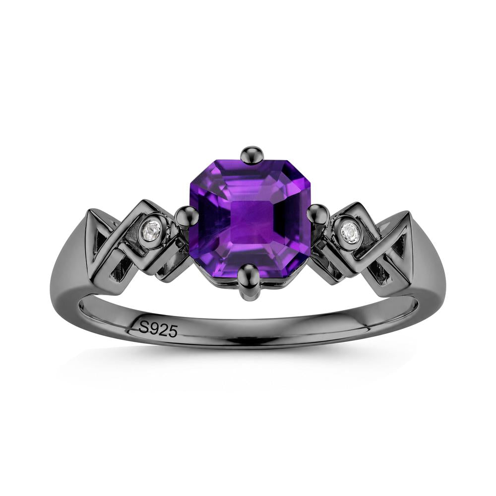 Asscher Cut Sapphire Engraved Fish Ring - LUO Jewelry #gemstone_Amethyst