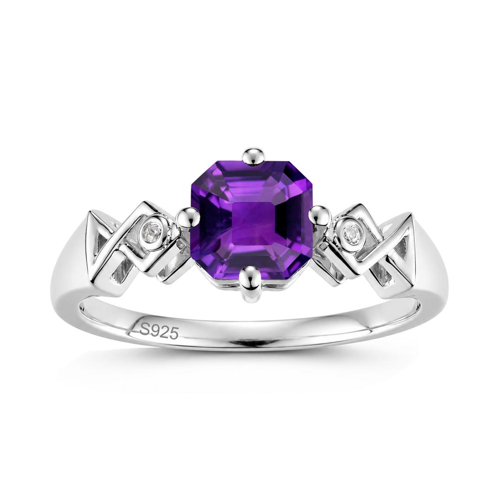 Asscher Cut Sapphire Engraved Fish Ring - LUO Jewelry #gemstone_Amethyst