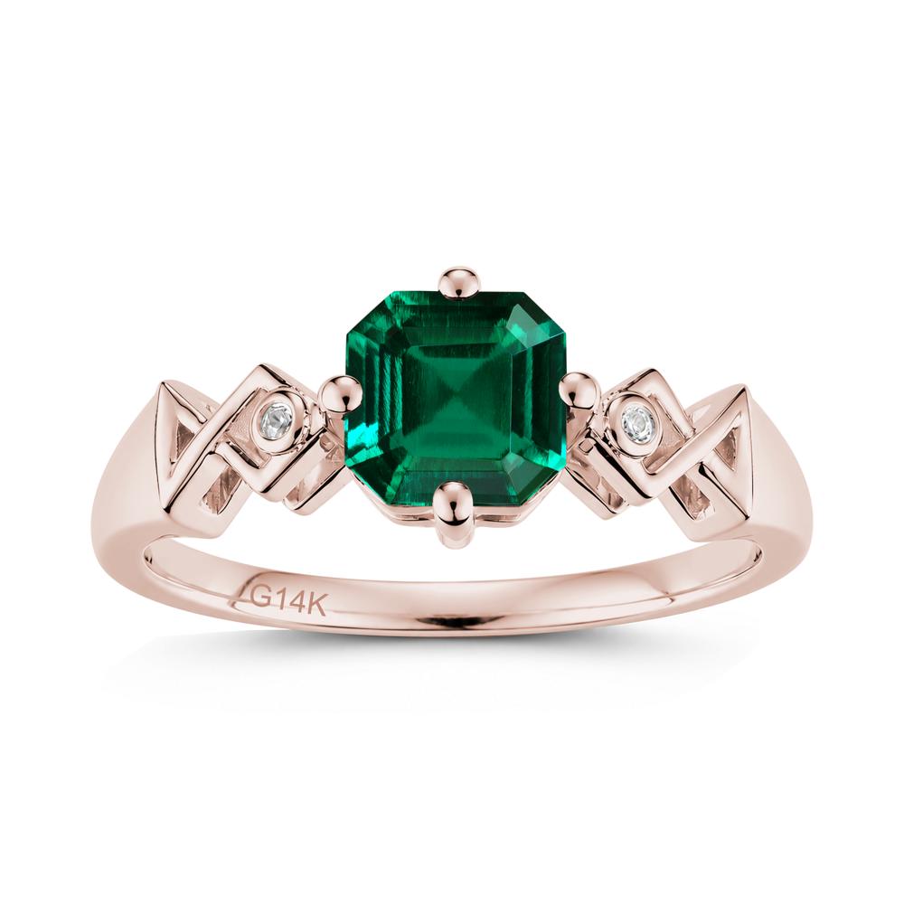 Asscher Cut Sapphire Engraved Fish Ring - LUO Jewelry #gemstone_Emerald