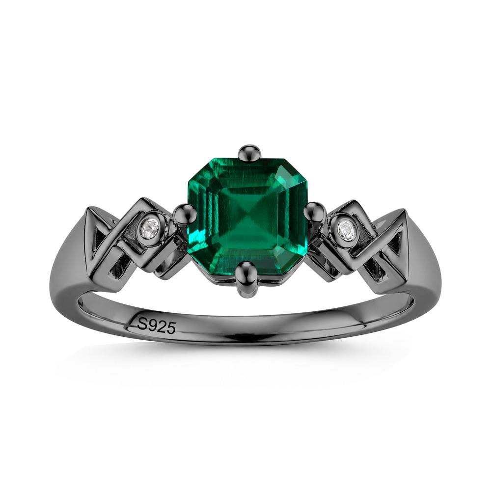 Asscher Cut Sapphire Engraved Fish Ring - LUO Jewelry #gemstone_Emerald