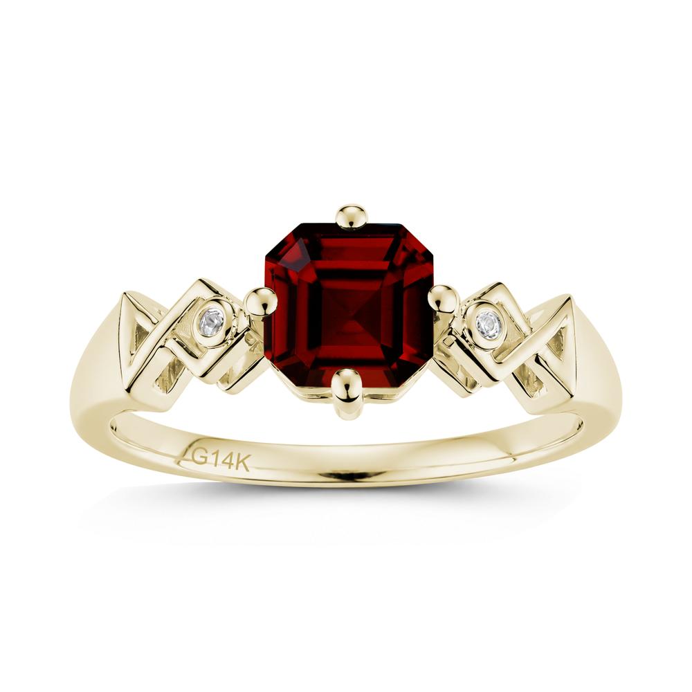 Asscher Cut Sapphire Engraved Fish Ring - LUO Jewelry #gemstone_Garnet