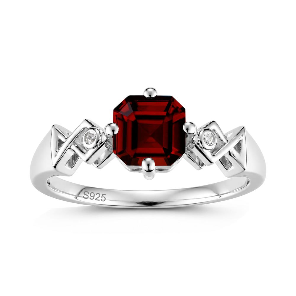 Asscher Cut Sapphire Engraved Fish Ring - LUO Jewelry #gemstone_Garnet