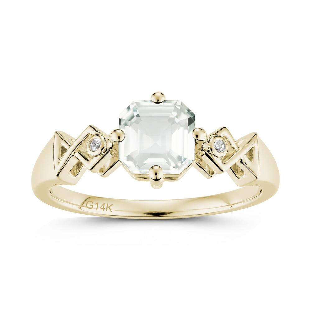 Asscher Cut Sapphire Engraved Fish Ring - LUO Jewelry #gemstone_Green Amethyst