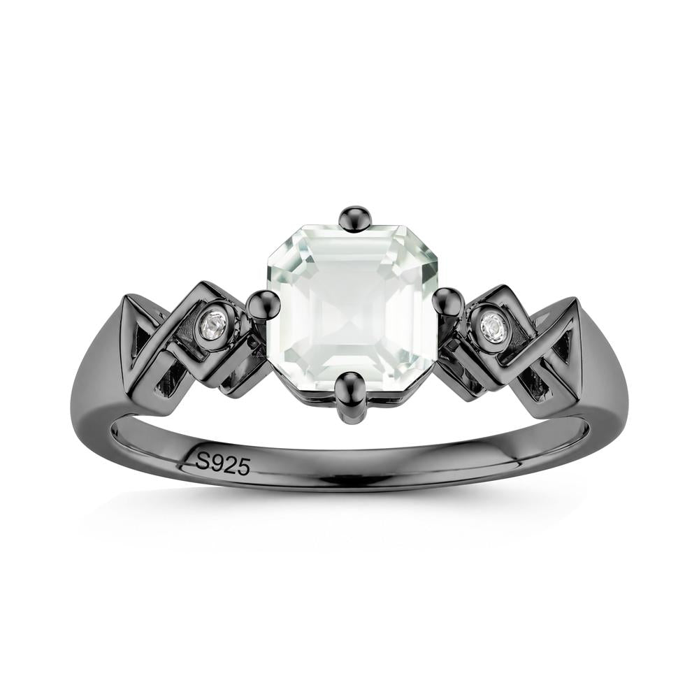 Asscher Cut Sapphire Engraved Fish Ring - LUO Jewelry #gemstone_Green Amethyst