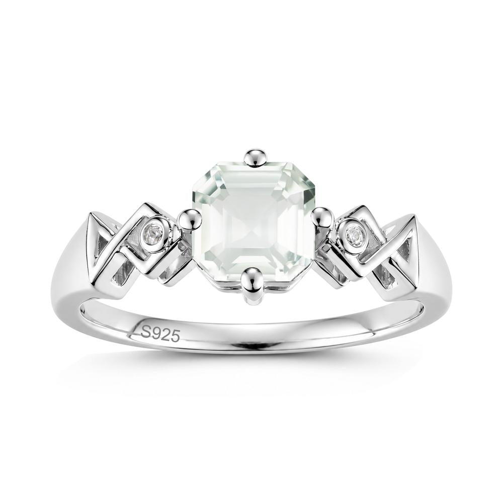 Asscher Cut Sapphire Engraved Fish Ring - LUO Jewelry #gemstone_Green Amethyst
