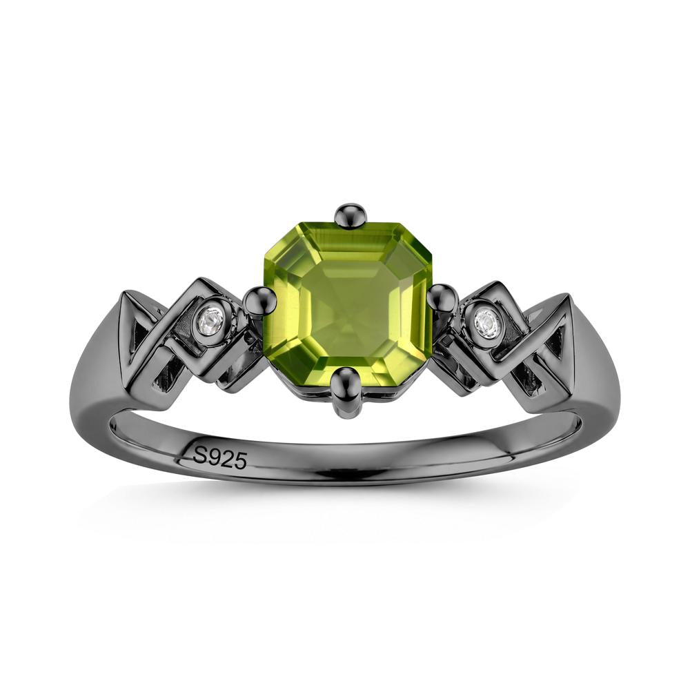 Asscher Cut Sapphire Engraved Fish Ring - LUO Jewelry #gemstone_Peridot