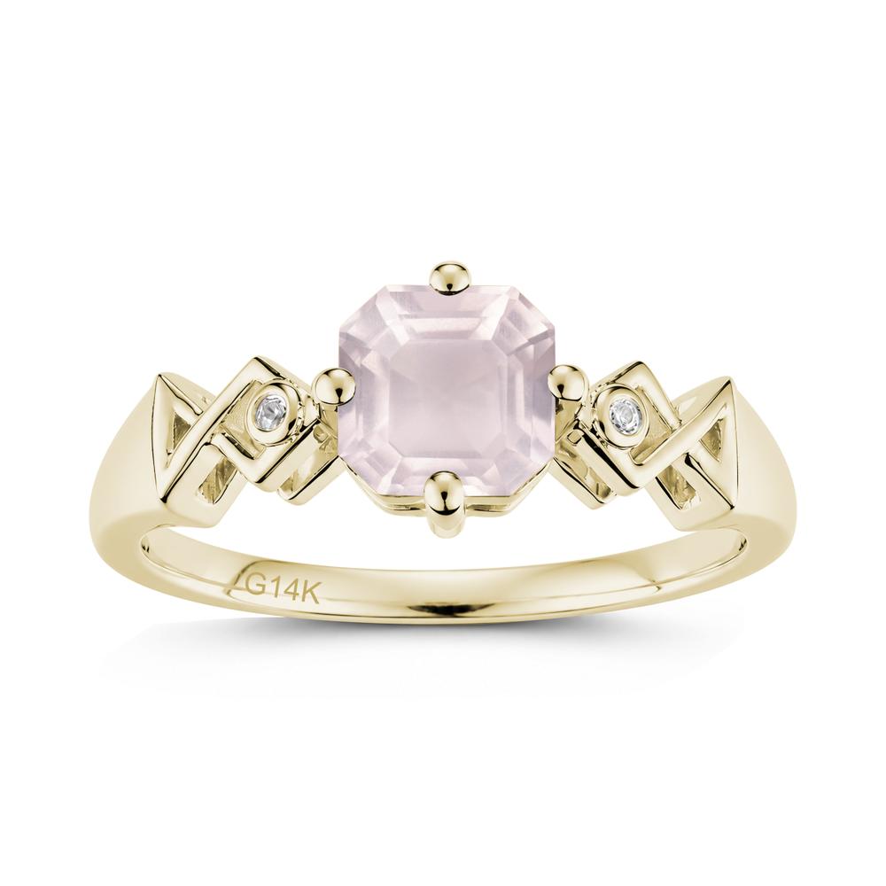 Asscher Cut Sapphire Engraved Fish Ring - LUO Jewelry #gemstone_Rose Quartz