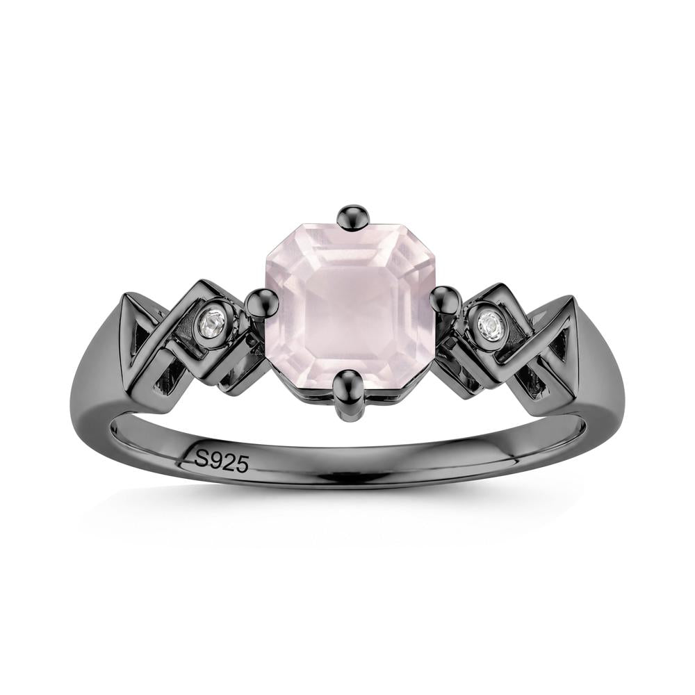 Asscher Cut Sapphire Engraved Fish Ring - LUO Jewelry #gemstone_Rose Quartz