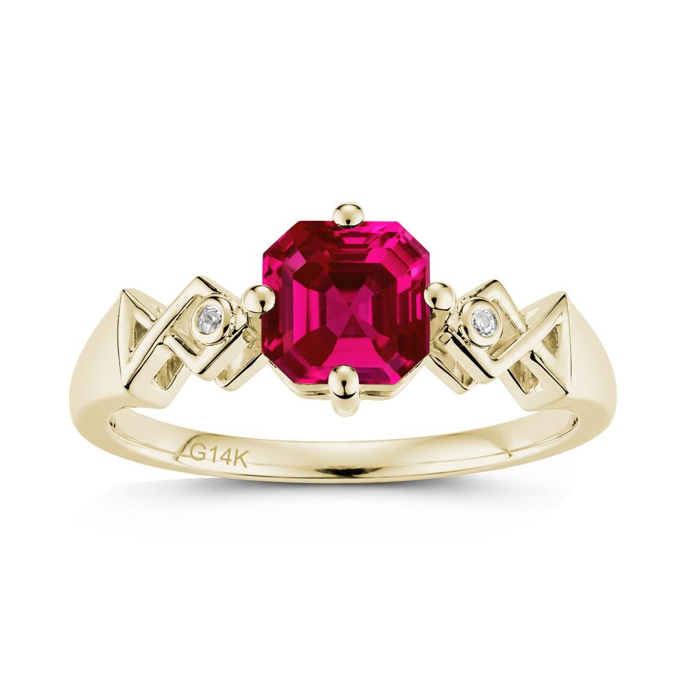 Asscher Cut Sapphire Engraved Fish Ring - LUO Jewelry #gemstone_Ruby