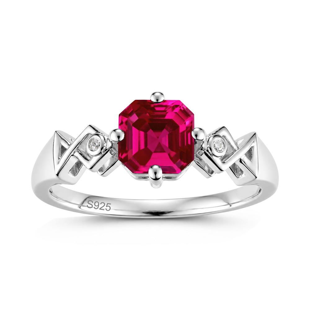 Asscher Cut Sapphire Engraved Fish Ring - LUO Jewelry #gemstone_Ruby