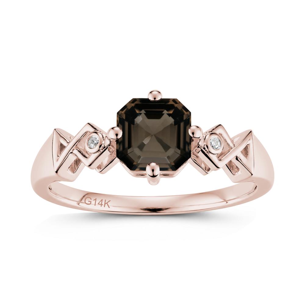 Asscher Cut Sapphire Engraved Fish Ring - LUO Jewelry #gemstone_Smoky Quartz