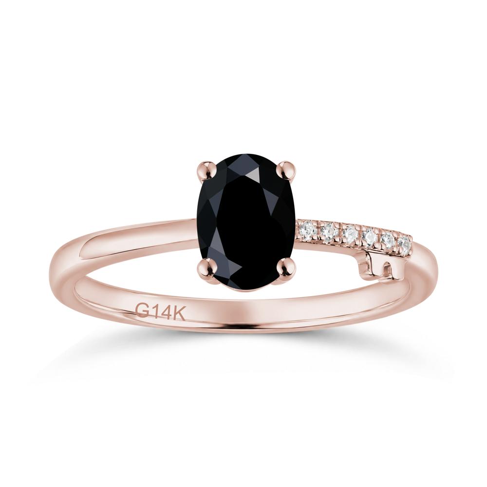 Oval Shaped Emerald Key Ring - LUO Jewelry #gemstone_Black Spinel