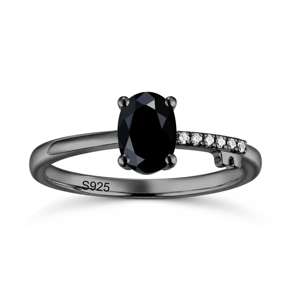 Oval Shaped Emerald Key Ring - LUO Jewelry #gemstone_Black Spinel